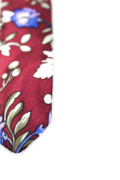 Christian Dior Mens Silk Floral Print Necktie Purple