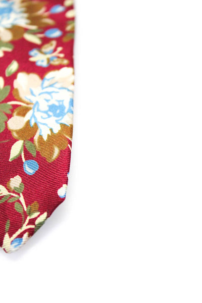 Christian Dior Mens Silk Floral Print Wide Necktie Red