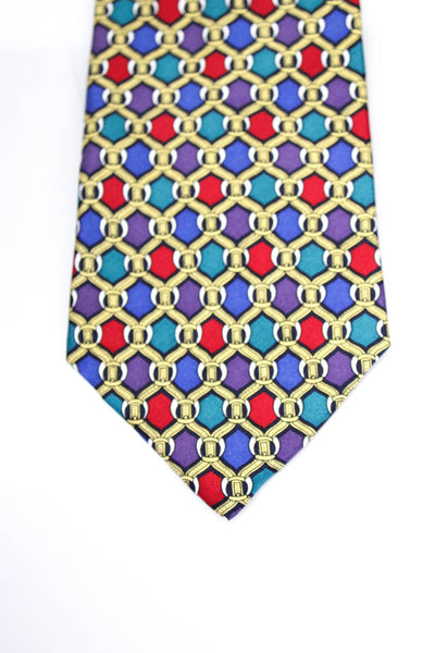 Christian Dior Mens Silk Printed Wide Necktie Multi Colored