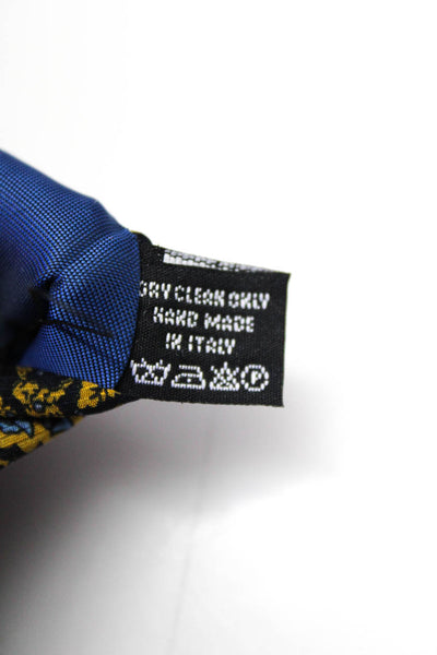 Berry Logan Mens Silk Paisley Print Necktie Navy Blue Yellow