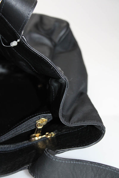 Mark Cross Womens Leather Gold Tone Tote Shoulder Handbag Black