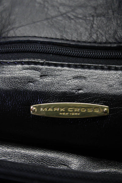 Mark Cross Womens Leather Gold Tone Tote Shoulder Handbag Black