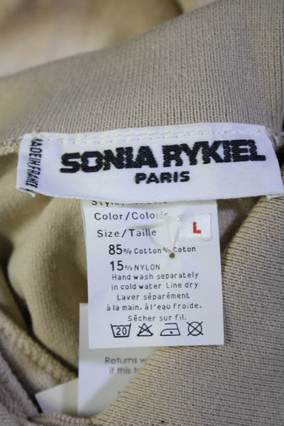 Sonia Rykiel Womens Long Sleeves Crew Neck Sweatshirt Beige Cotton Size Large