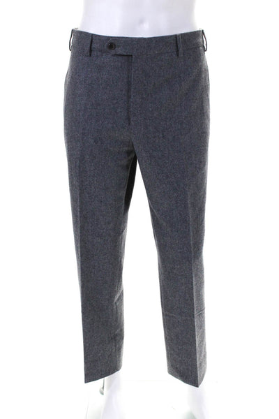 Zanella Mens Flat Front Creased Dress Pants Gray Wool Size 36