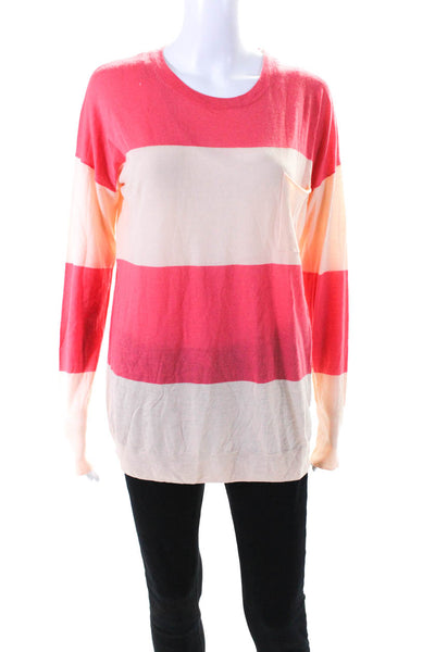 Theory Women's Round Neck Long Sleeves Color Block Pullover Sweater Size M