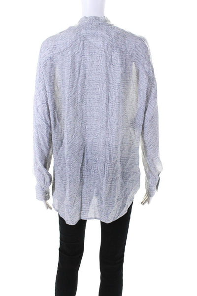 Vince Women's Round Neck Long Sleeves Silk Blouse Gray Size M