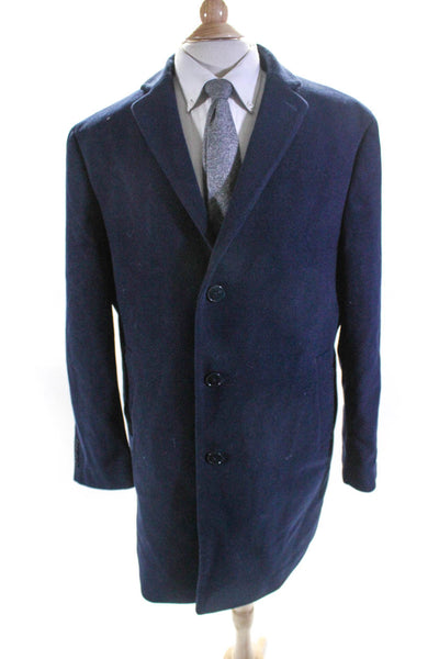 Calvin Klein Mens Navy Blue Wool Three Button Long Sleeve Blazer Jacket Size 46L