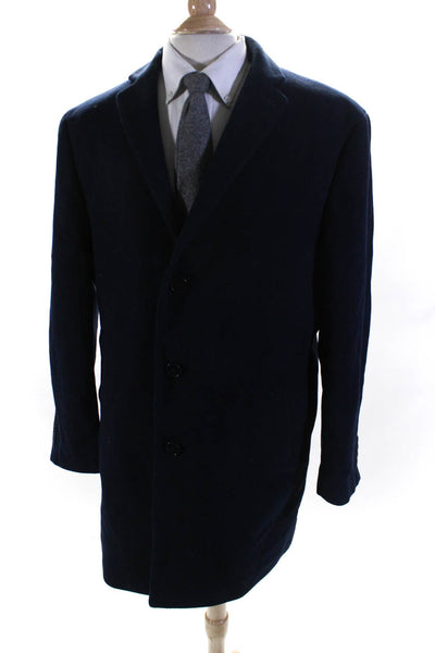 Calvin Klein Mens Navy Blue Wool Three Button Long Sleeve Blazer Jacket Size 46L