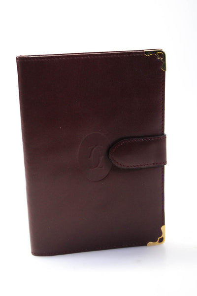 Cartier Womens Bifold Leather Snap Bill Fold Wallet Burgundy