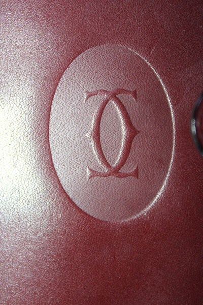Cartier Womens Bifold Leather Snap Bill Fold Wallet Burgundy
