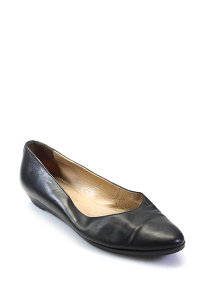 Polo Ralph Lauren Womens Almond Toe Leather Ballet Flats Black Size 6.5