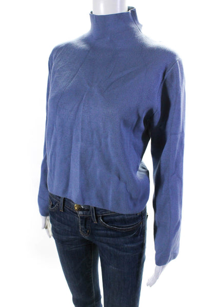 Stockholm Atelier & Other Stories Womens Cropped Turtleneck Top Blue Size XS