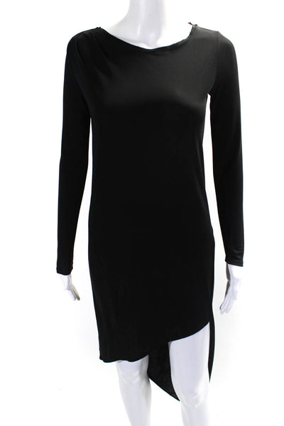 DKNY Womens Long Sleeve Matte Jersey Crew Neck Shift Dress Black Size XS