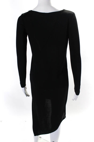 DKNY Womens Long Sleeve Matte Jersey Crew Neck Shift Dress Black Size XS