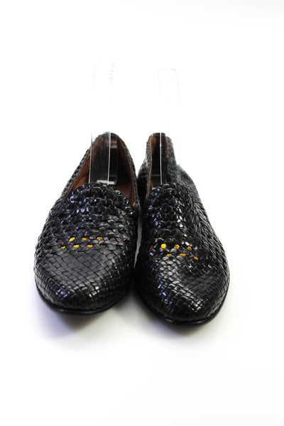 Cole Haan Womens Almond Toe Woven Leather Flat Loafers Black Size 6.5