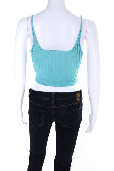 T Alexander Wang Womens Stretch Knit V-Neck Pullover Tank Top Blue Size XS