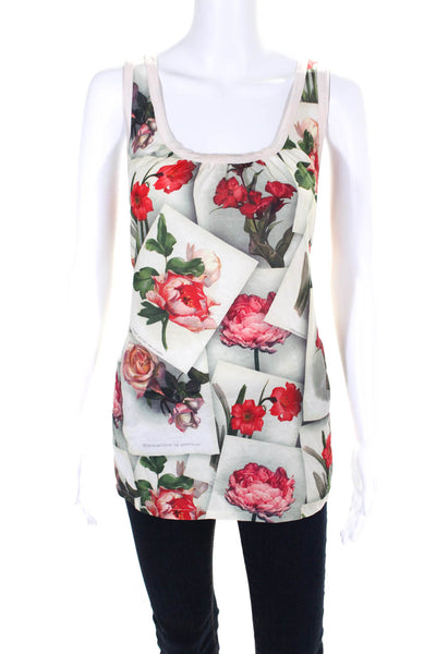 Ted Baker London Womens Sleeveless Scoop Neck Peony Floral Knit Top White Small