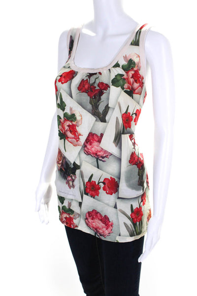 Ted Baker London Womens Sleeveless Scoop Neck Peony Floral Knit Top White Small