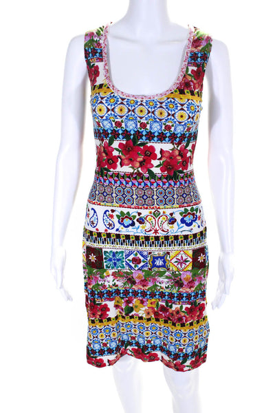 Desigual Womens Multicolor Floral Print Scoop Neck Sleeveless Shift Dress Size L