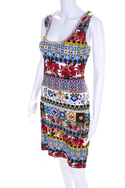 Desigual Womens Multicolor Floral Print Scoop Neck Sleeveless Shift Dress Size L