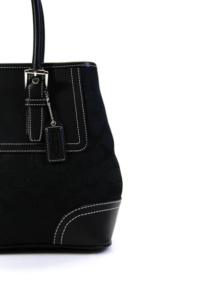 Coach Womens Logo Print Zip Up Top Handle Handbag Purse Navy