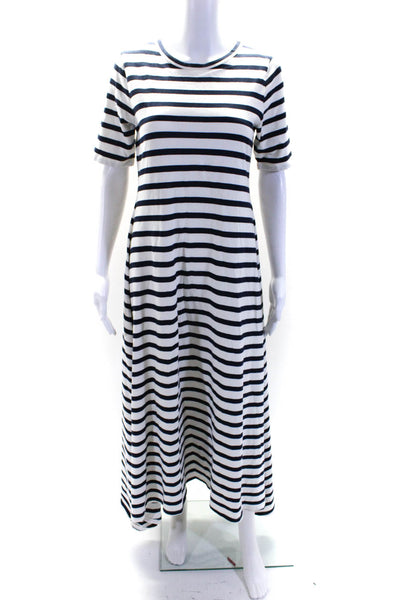 J Crew Womens Cotton Striped Short Sleeve Round Neck T-Shirt Dress White Size S