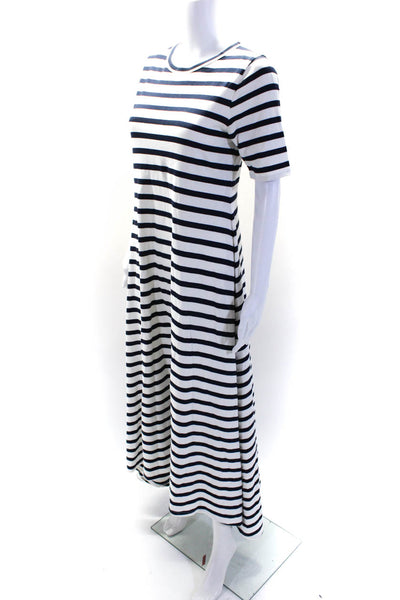 J Crew Womens Cotton Striped Short Sleeve Round Neck T-Shirt Dress White Size S