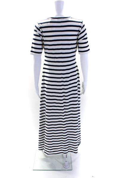 J Crew Womens Cotton Striped Short Sleeve Round Neck T-Shirt Dress White Size S