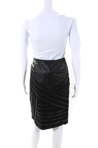 Lafayette 148 New York Womens Lined Zip Closure Leather A-Line Skirt Black Size