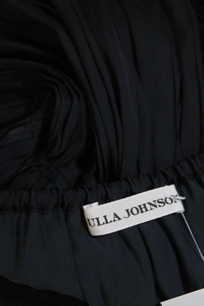 Ulla Johnson Womens Satin Smocked Waist Unlined Short Tiered Skirt Black Size 2