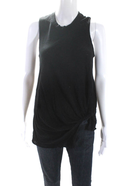 Stateside Womens Cotton Knotted Hem Crewneck Sleeveless Tank Top Black Size XS