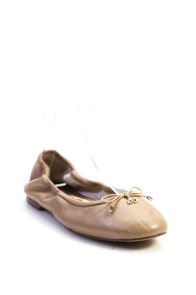 Sam Edelman Womens Leather Bow Accent Scrunch Ballet Flats Beige Size 7US 37EU