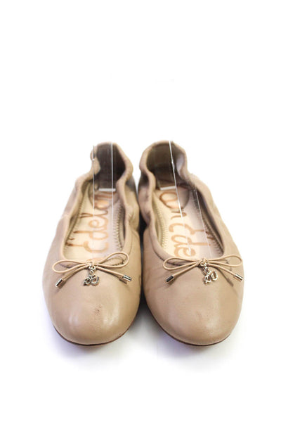 Sam Edelman Womens Leather Bow Accent Scrunch Ballet Flats Beige Size 7US 37EU