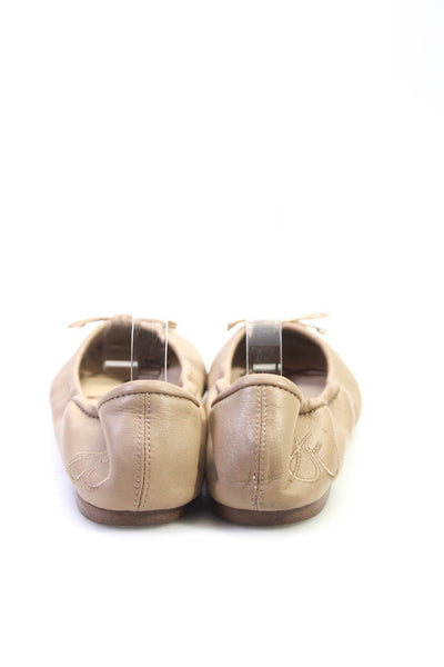 Sam Edelman Womens Leather Bow Accent Scrunch Ballet Flats Beige Size 7US 37EU