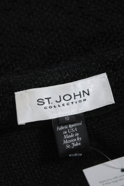 St. John Collection Womens Wool Blend Hook Closure Cardigan Sweater Blue Size 10