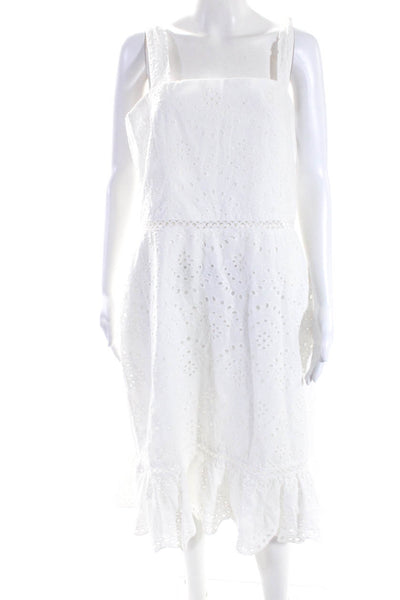 Sam Edelman Womens Cotton Eyelet Square Neck A-Line Dress White Size XL