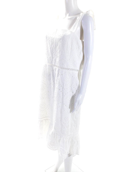 Sam Edelman Womens Cotton Eyelet Square Neck A-Line Dress White Size XL