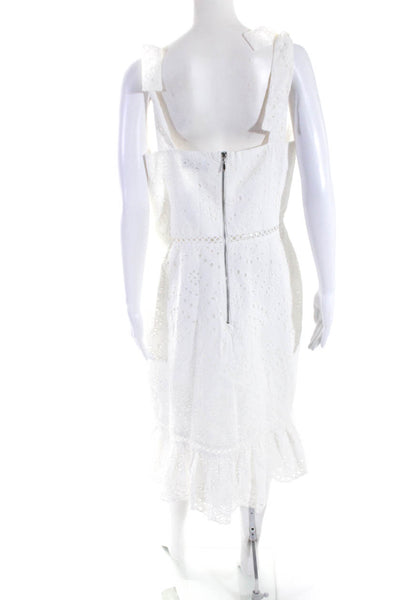 Sam Edelman Womens Cotton Eyelet Square Neck A-Line Dress White Size XL