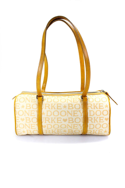 Dooney & Bourke Womens Leather Trim Satchel Shoulder Handbag Yellow