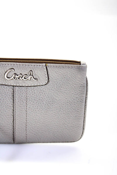 Coach Womens Pebbled Leather Mini Shoulder Handbag Gray