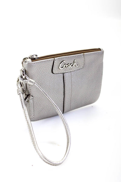 Coach Womens Pebbled Leather Mini Shoulder Handbag Gray