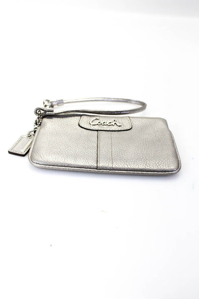 Coach Womens Pebbled Leather Mini Shoulder Handbag Gray