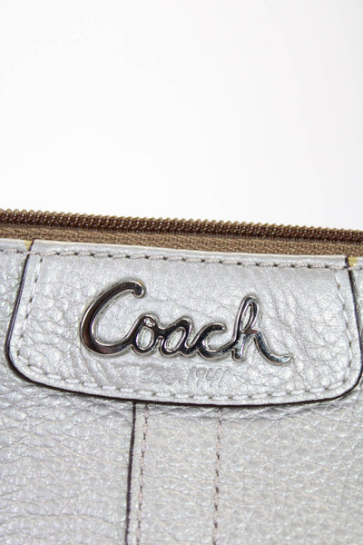 Coach Womens Pebbled Leather Mini Shoulder Handbag Gray