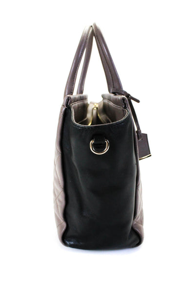 Kate Spade New York Womens Leather Quilted Shoulder Handbag Brown Black