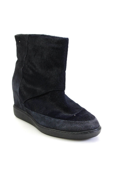 Vince Womens Slip On Round Toe Pony Hair Boots Dark Navy Blue Size 7M