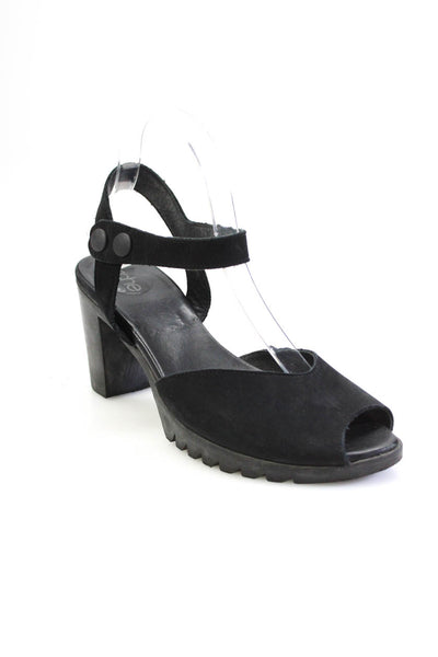 Arche Womens Block Heel Ankle Strap Sandals Black Suede Size 39
