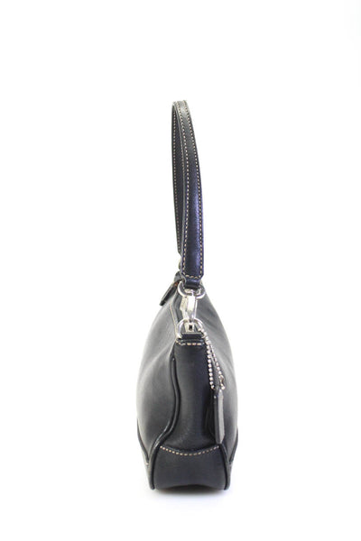 Coach Womens Leather Darted Zippered Tassel Strapped Shoulder Handbag Black