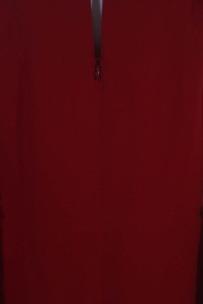 Milly Womens Silk Satin Bell Long Sleeve Scoop Neck Shift Dress Red Size 8