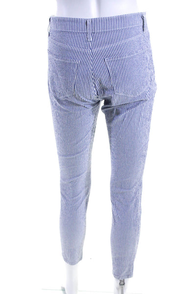 L'Agence Womens Button Closure Flat Front Straight Leg Pant Blue Stripe Size 25