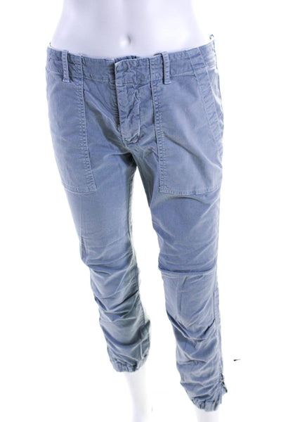 Nili Lotan Women's Hook Closure Flat Front Tapered Leg Cargo Pant Blue Size 2